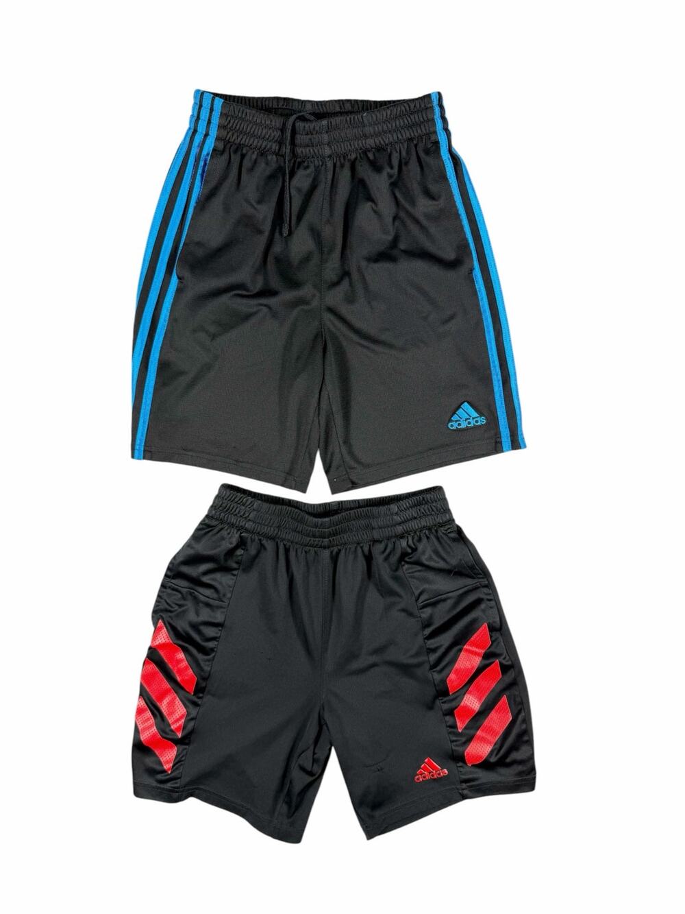 Adidas Boys Athletic Shorts Bundle Black Red Blue Medium 10/12